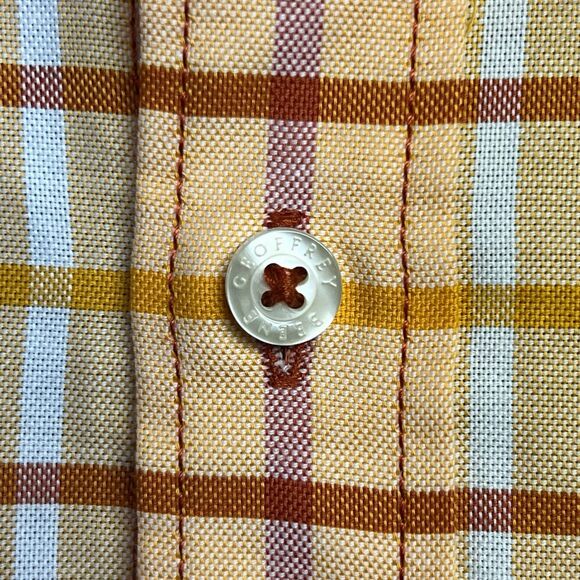 Geoffrey Beene‎ Shirt Short Sleeves Collared Plaid Cotton Men XL Button Up Logo - Picture 3 of 12